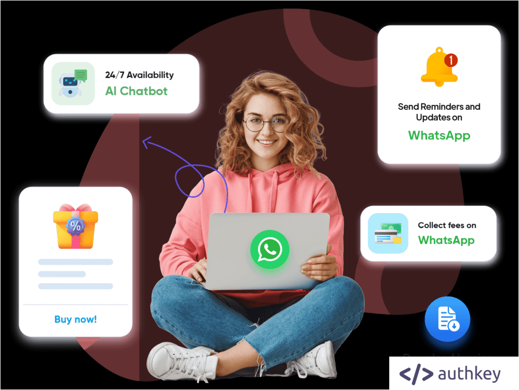 WhatsApp Business API features as Chatbot, Send alert/reminder, marketing campaigns, payments...