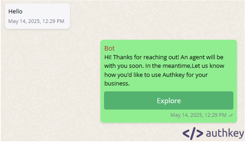 WhatsApp Chat widget Support the auto reply