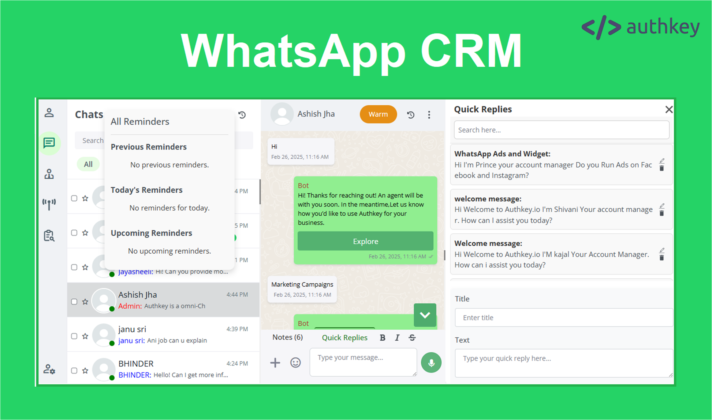 All-in-One WhatsApp CRM by Authkey: Automate, Manage, Convert