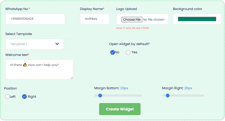 Customize Authkey's WhatsApp Chat Widget