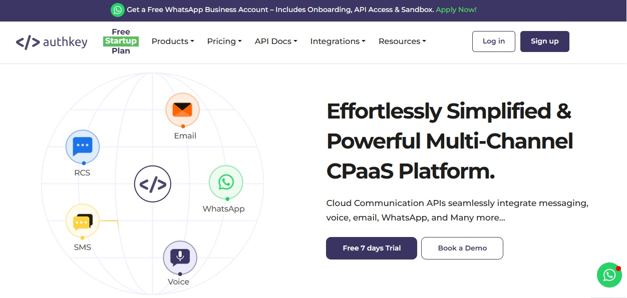 Authkey is a multichannel messaging platform: SMS, WhatsApp, Email, Voice, and RCS.