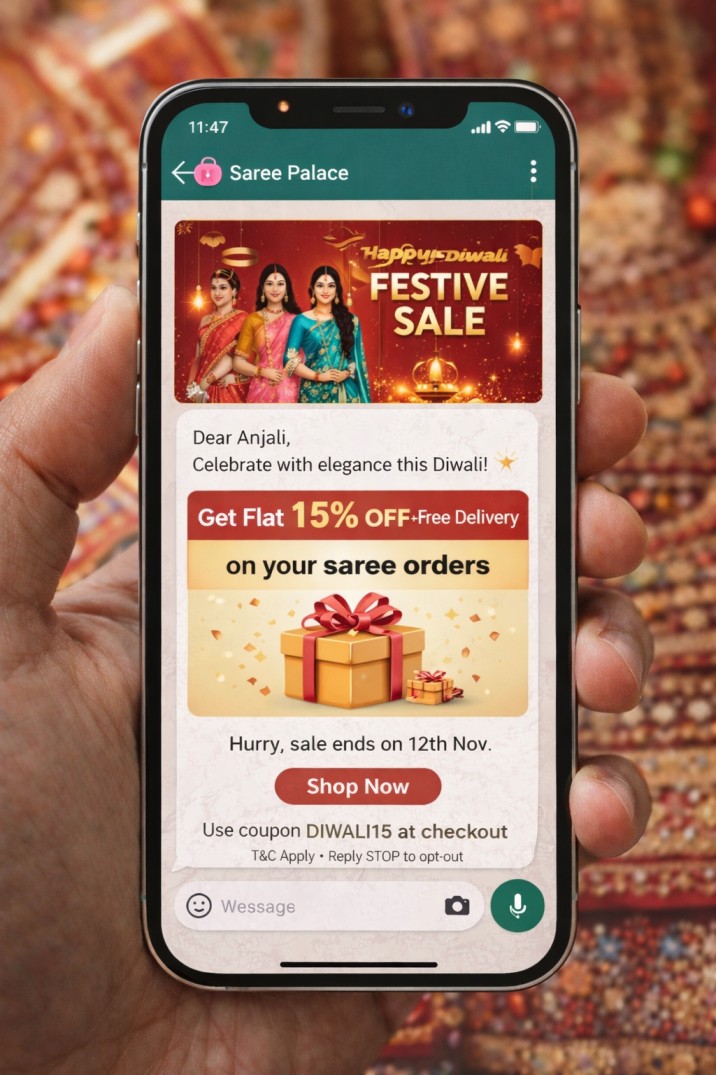 Image shows the WhatsApp marketing messages for the Festive sales.