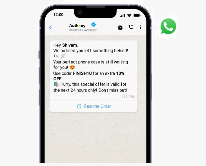 Image shows the WhatsApp marketing message for the Remainder and followups.